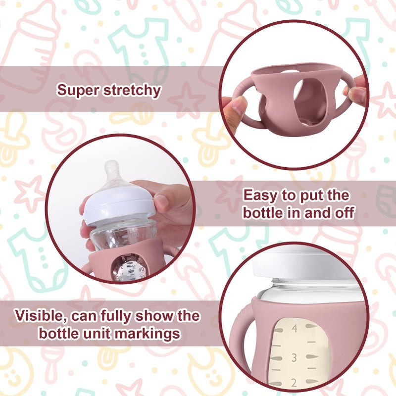 Juome Silicone Sleeves with Handles for Avent Natural Glass Baby Bottles - 3 Pack Anti Breakage Baby Bottle Holder for Philips Avent Glass Baby Bottle, Compatible with Phillips Avent Bottles 4oz - Image 4