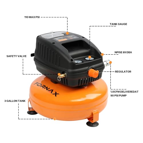 FORNAX Pancake Air Compressor, 3 Gallon, 110 PSI Portable Air Compressor, Oil Free - Image 2