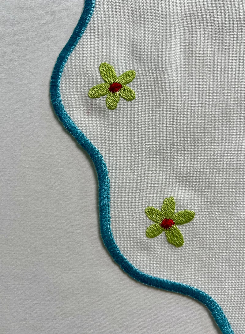 Baci milano Round Embroidered Tablemat Sky Rim – 38 cm Decorative Linen-Feel Placemat for Dining, Coffee, or Side Tables – Washable, Reusable - Image 3