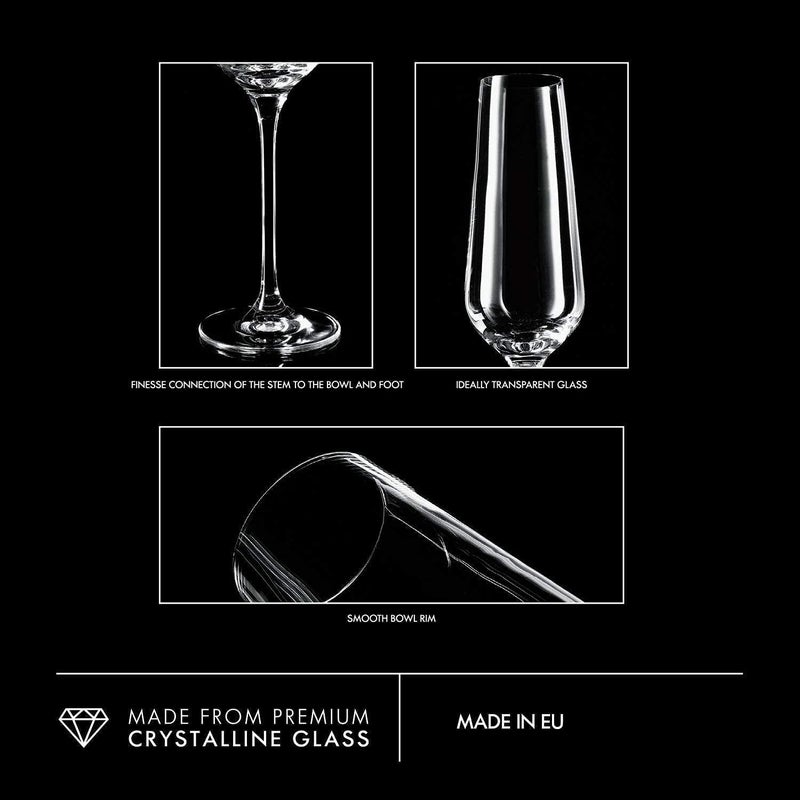 MZP Italin Premium Luxury Champagne Flutes 250 ml Pack of 4 Wine Glasses LeadFree Slim Glass Perfect for Christmas Day Wedding Anniversary Party 250 ml 4 - Image 5