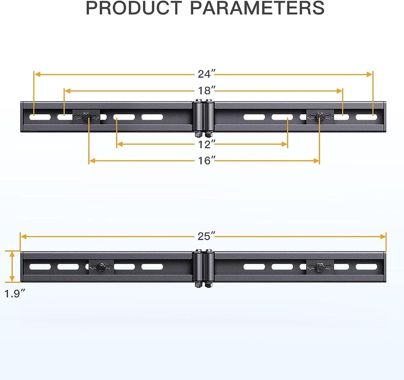 Perlegear TV Wall Mount Extension Bracket, 16'-24' Wood Stud Fitting, Universal TV Wall Plate, Sliding Bracket, Holds 132lbs - PGUE1 - Image 4
