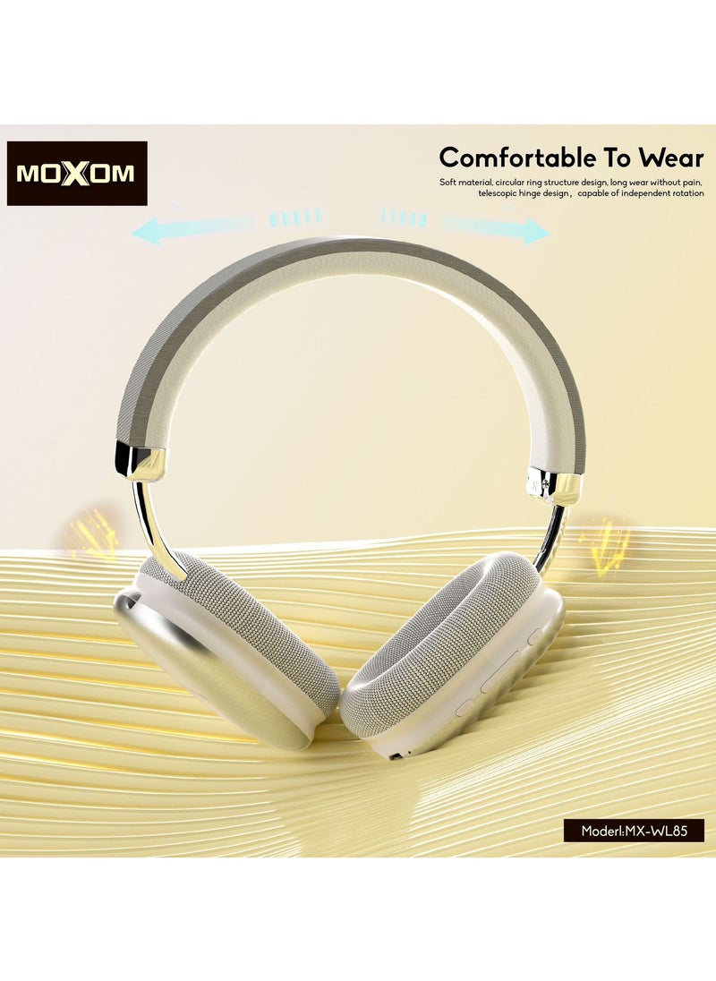 MOXOM MX-WL85 Wireless On-Ear Headphones - Pure Bass - 40H Battery - Speed Charge - Fast Usb Type-C - Foldable Hi-Fi Audio  - Image 3