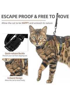 PUPTECK PUPTECK Cat Harness and Leash Set Escape Proof, Reflective Adjustable Soft Mesh Kitten Vest Harness for Walking Travel, Black, S  - Image 3