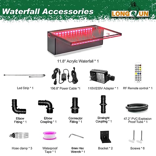 LONGRUN Waterfall Spillway APP Control Multi-Color LED Light Outdoor Pool Fountain, Acrylic Water Spillway Koi Pond Waterfalls Fountains Kit for Garden Patio Swimming Pool Decoration-11.8" - Image 2