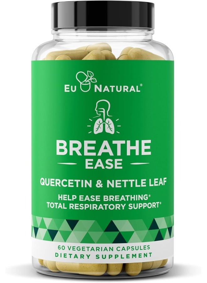 Eu Natural Breathe Inhaler Support Supplement – Sinus, Lungs, Open & Clear Airways – Seasonal Nasal Health, Bronchial Wellness, Healthy Chest – Quercetin, Vitamin D, Bromelain Pills – 60 Vegetarian Soft Capsules  - Image 1