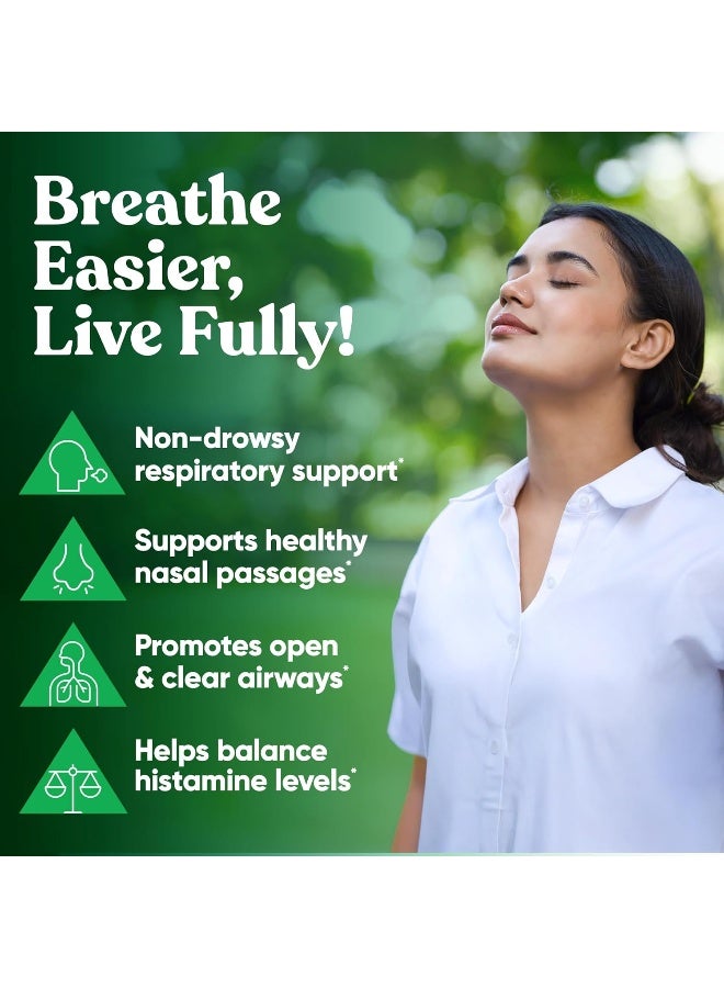 Eu Natural Breathe Inhaler Support Supplement – Sinus, Lungs, Open & Clear Airways – Seasonal Nasal Health, Bronchial Wellness, Healthy Chest – Quercetin, Vitamin D, Bromelain Pills – 60 Vegetarian Soft Capsules  - Image 2