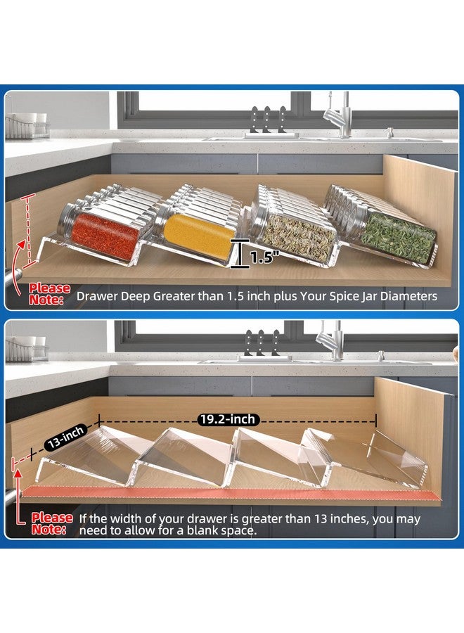 MIUKAA MIUKAA Clear Acrylic Spice Drawer Organizer, 4 Tier Seasoning Jars Drawers Insert, Kitchen Spice Rack Tray for Drawer/Countertop (Jars not included) - Image 3