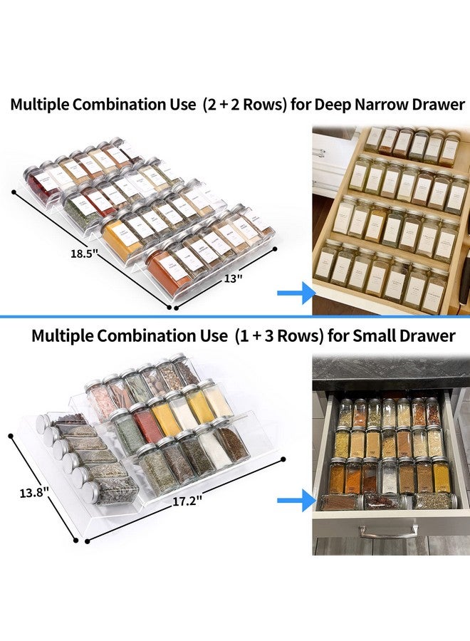 MIUKAA MIUKAA Clear Acrylic Spice Drawer Organizer, 4 Tier Seasoning Jars Drawers Insert, Kitchen Spice Rack Tray for Drawer/Countertop (Jars not included) - Image 5
