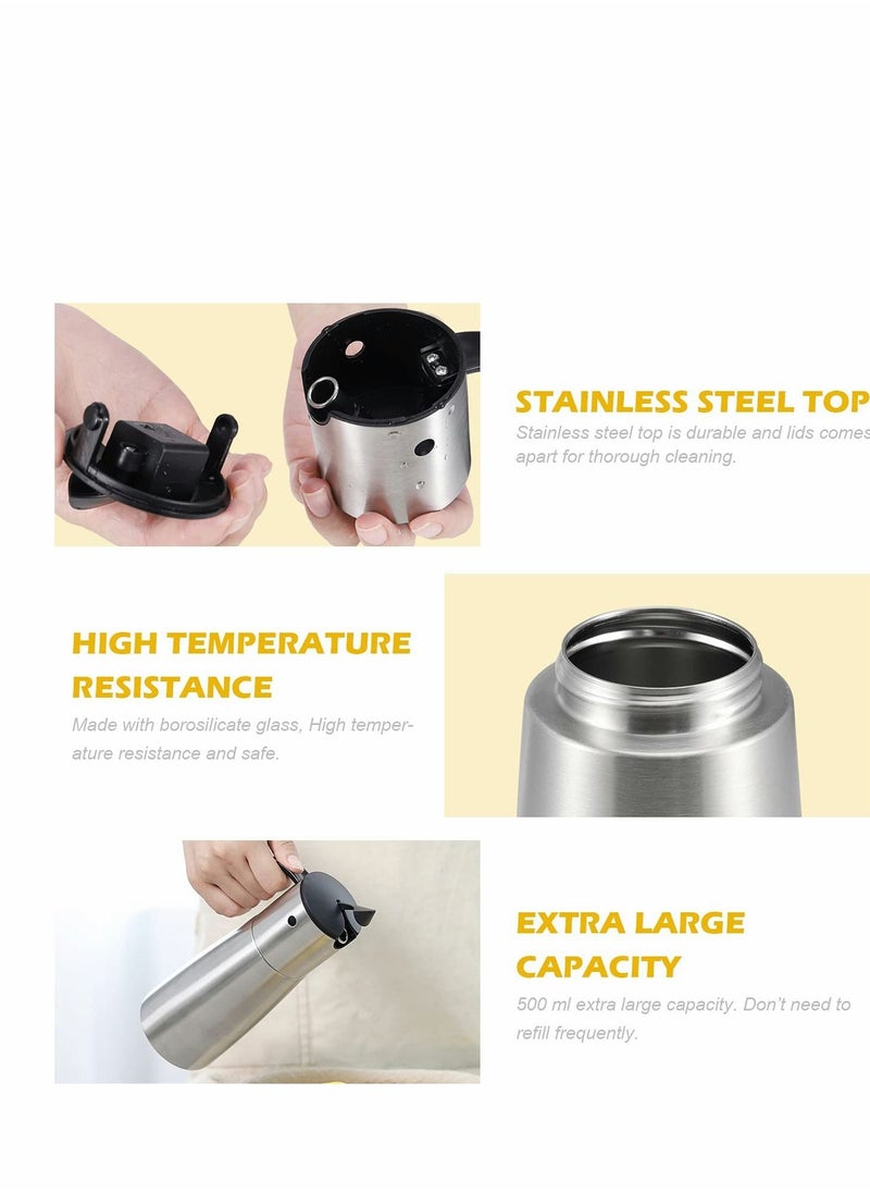 SYOSI - Stainless Steel Oil Dispenser Bottle - Auto Flip Condiment Container With Automatic Cap and Stopper - 500ml Capacity Non-drip - Image 1