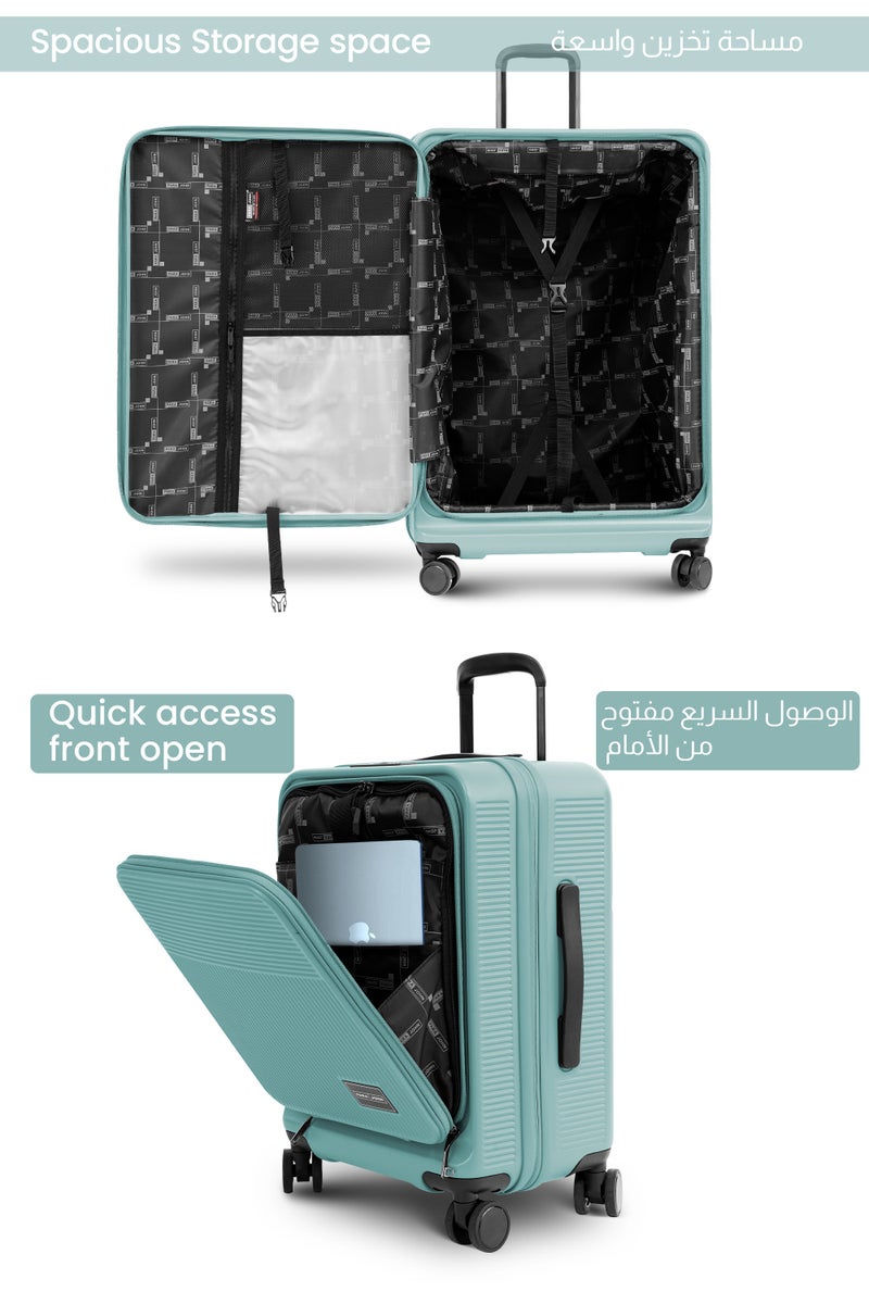 PARAJOHN FRONTARA Series Set of 2 Luggage| Small 10KG & Large 30KG ABS+Polycarbonate 8 Wheel Trolley Hardsided Travel Suitcase - LIGHT GREEN - Image 3