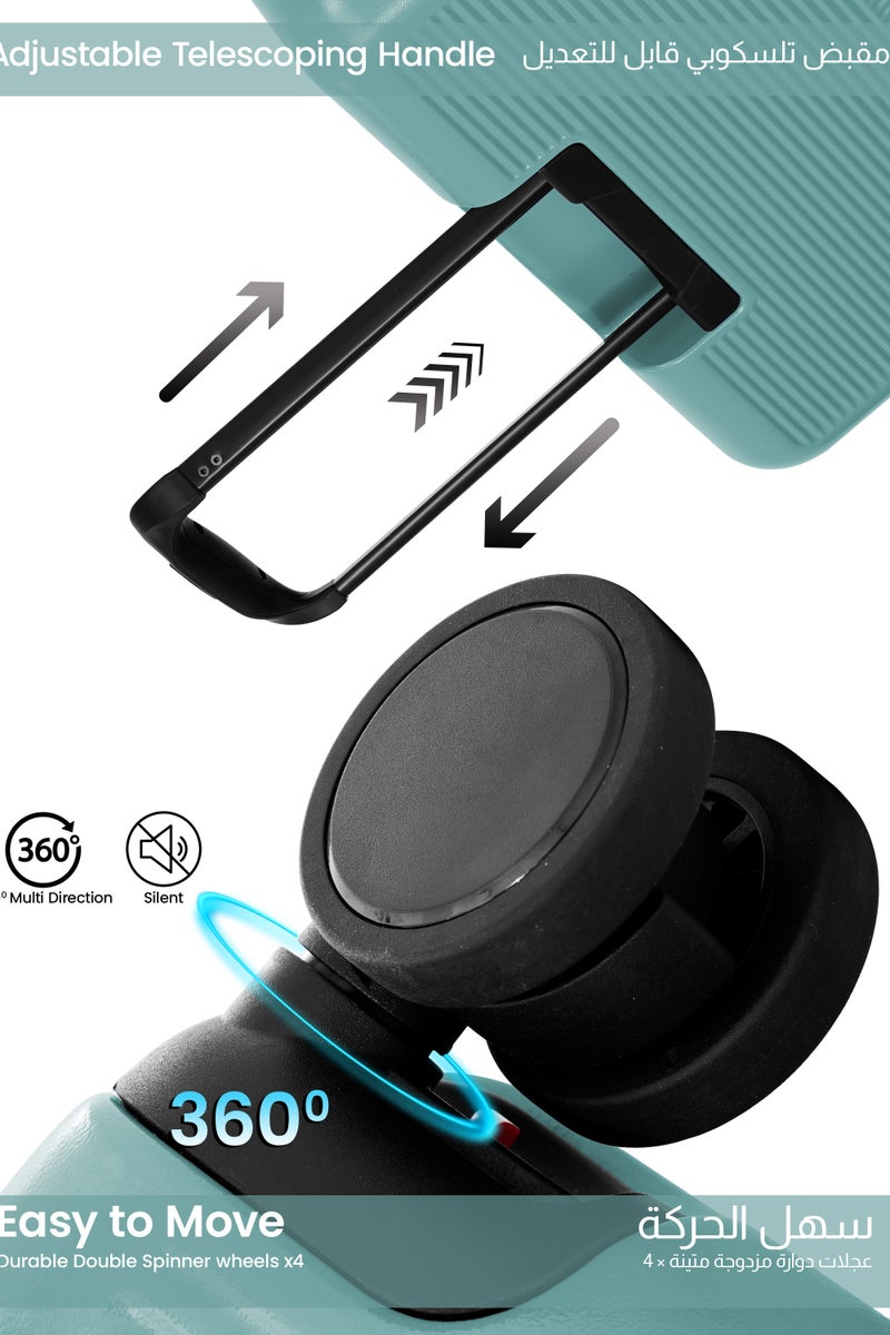 PARAJOHN FRONTARA Series Set of 2 Luggage| Small 10KG & Large 30KG ABS+Polycarbonate 8 Wheel Trolley Hardsided Travel Suitcase - LIGHT GREEN - Image 4