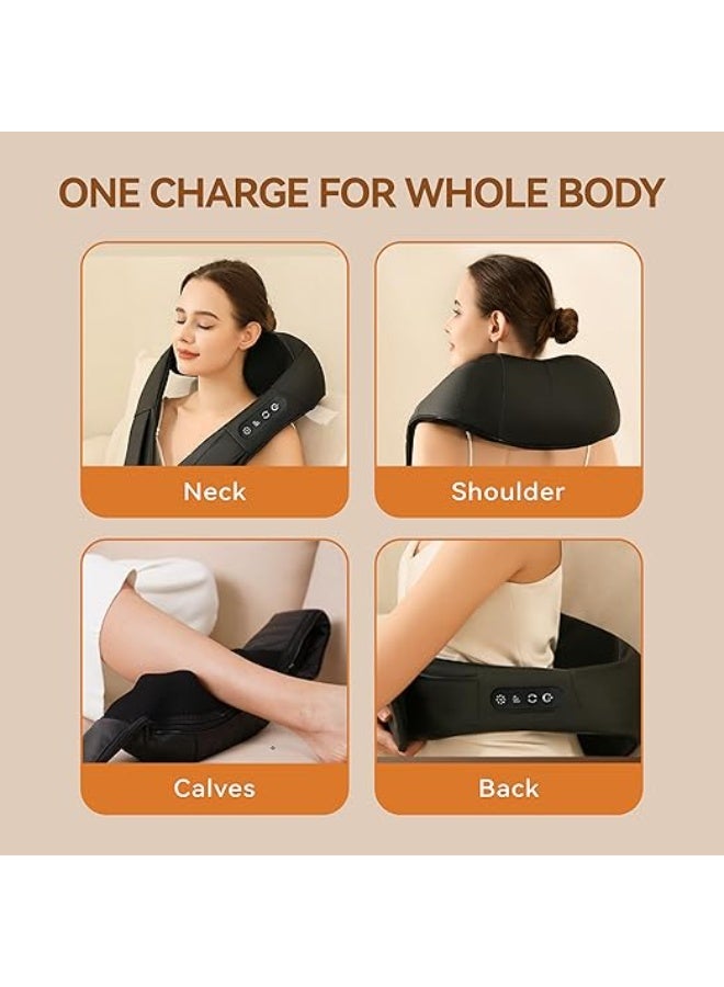 Cordless Neck and Shoulder Massager with Heat – Rechargeable Shiatsu Deep Tissue Scarf-Style Massager for Neck, Back & Shoulder Comfort - Image 4