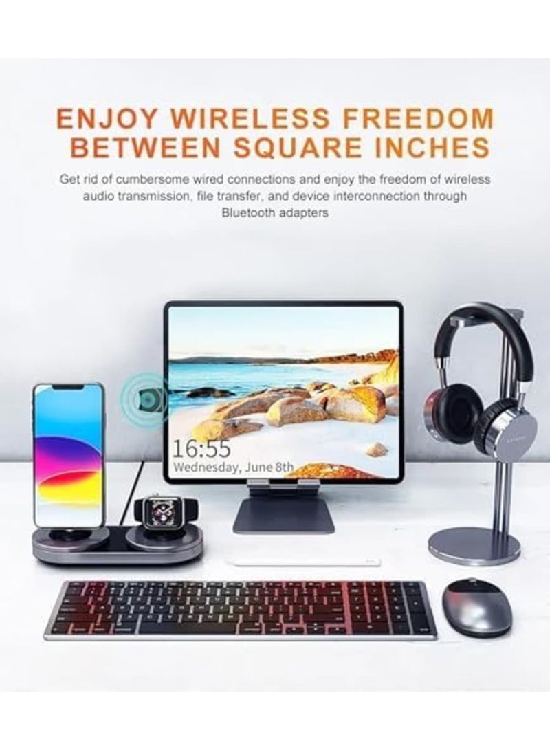 Luckam محول USB بلوتوث 5.3 لجهاز الكمبيوتر المحمول، دونجل لاسلكي صغير مع مدى ممتد يصل إلى 20م، ناقل صوتي يدعم ويندوز 11 10 8.1 للفأرة وسماعة الرأس ومكبر الصوت في المكتب - Image 4