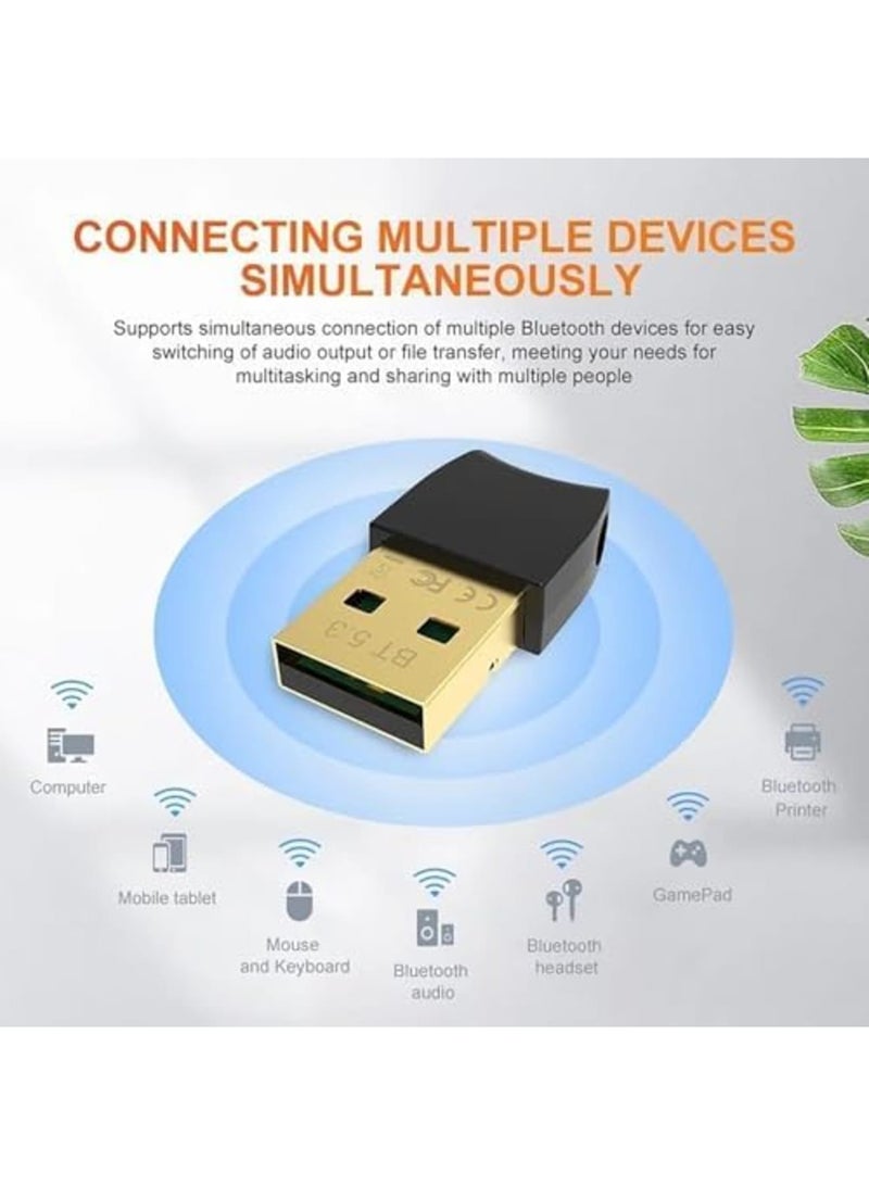 Luckam محول USB بلوتوث 5.3 لجهاز الكمبيوتر المحمول، دونجل لاسلكي صغير مع مدى ممتد يصل إلى 20م، ناقل صوتي يدعم ويندوز 11 10 8.1 للفأرة وسماعة الرأس ومكبر الصوت في المكتب - Image 3