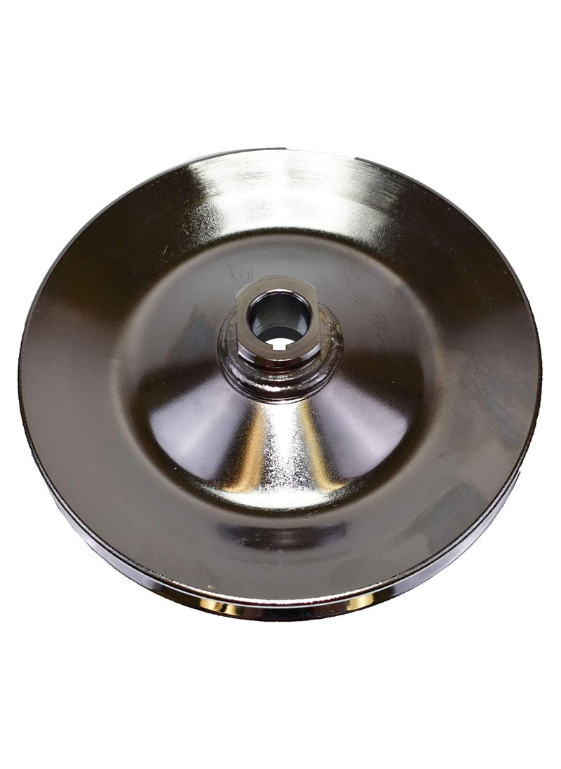 A-Team Performance A-Team Performance - Power Steering Pump Pulley - Steel Key-Way Single Groove Saginaw Pump 5/8” Keyway Bore - Compatible with 1955-72 GM Chevy Chevrolet Chrome - Car Accessories  - Image 1