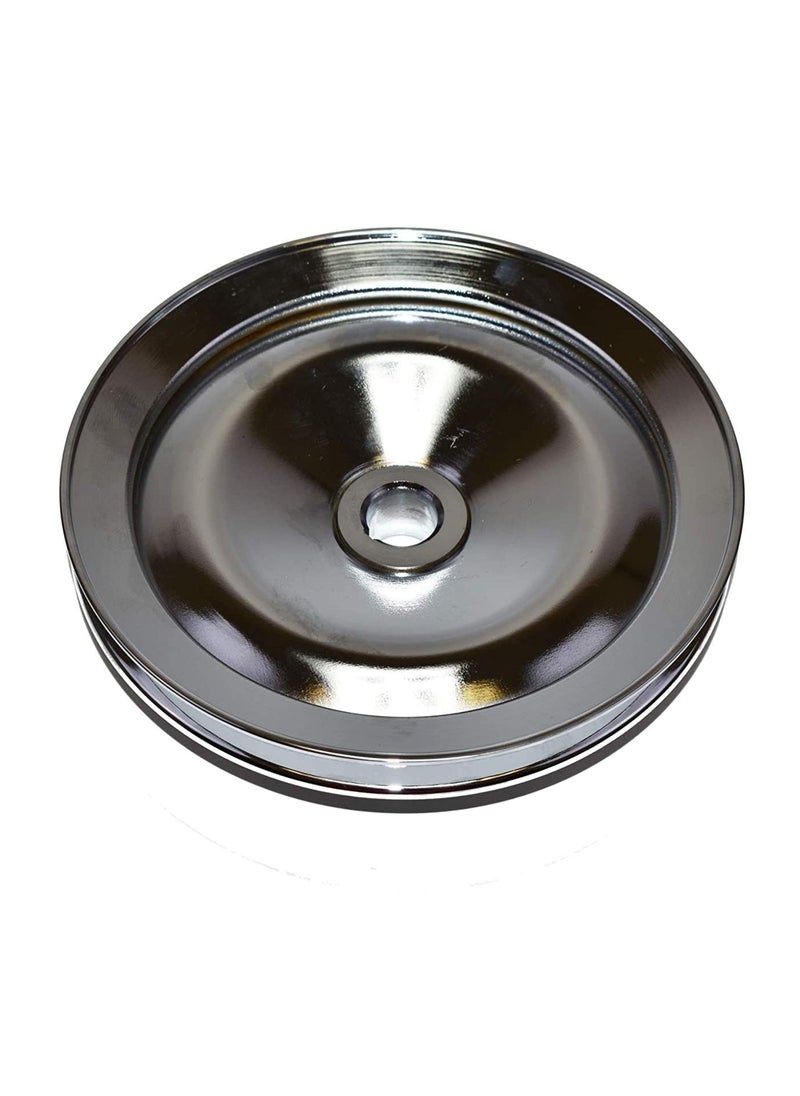 A-Team Performance A-Team Performance - Power Steering Pump Pulley - Steel Key-Way Single Groove Saginaw Pump 5/8” Keyway Bore - Compatible with 1955-72 GM Chevy Chevrolet Chrome - Car Accessories  - Image 4