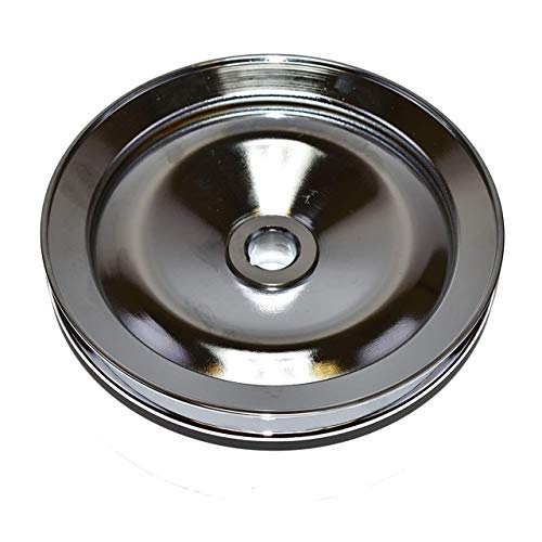 A-Team Performance - Power Steering Pump Pulley - Steel Key-Way Single Groove Saginaw Pump 5/8” Keyway Bore - Compatible with Chevrolet 1955-72 Chrome - Automotive Car Accessories - Image 4