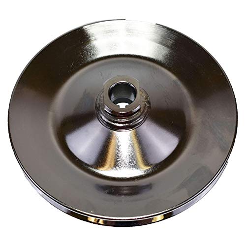 A-Team Performance - Power Steering Pump Pulley - Steel Key-Way Single Groove Saginaw Pump 5/8” Keyway Bore - Compatible with Chevrolet 1955-72 Chrome - Automotive Car Accessories - Image 1