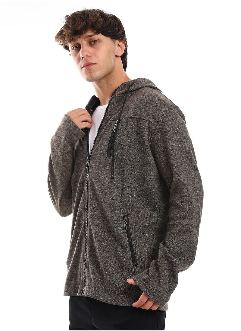 Caesar - Front Pockets Zipped Hoodie - Image 1