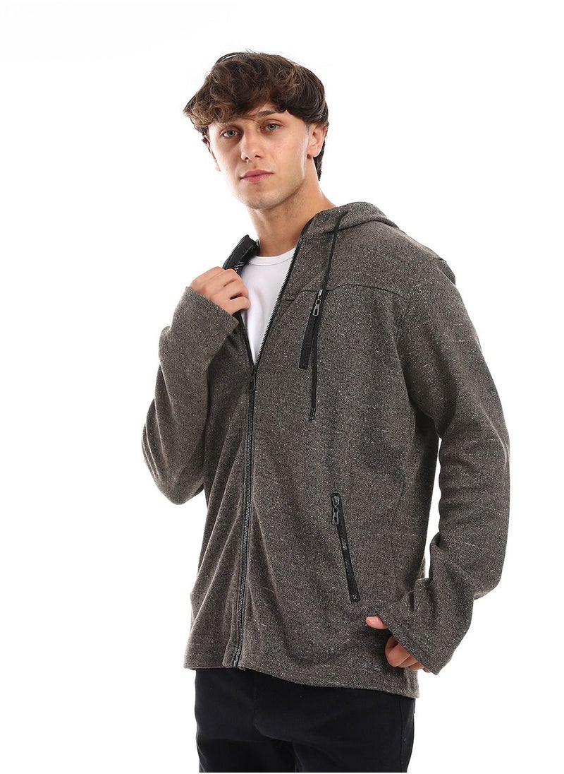 Caesar - Front Pockets Zipped Hoodie - Image 1