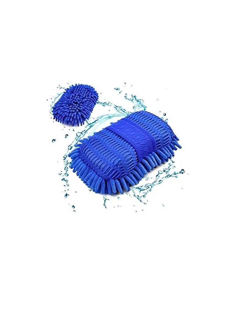 general Large chenille car cleaning block for car Cleaning sponge block Car cleaning sponge Coral fleece car washing sponge (blue) - Image 5