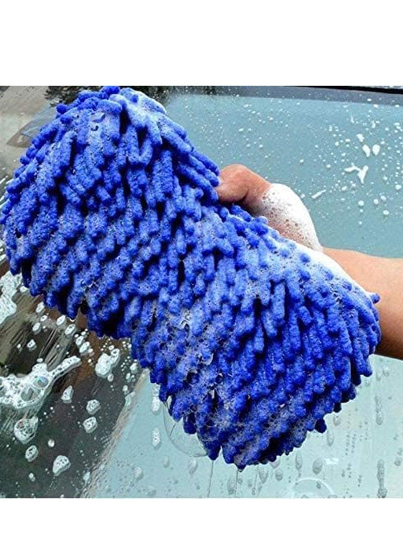 general Large chenille car cleaning block for car Cleaning sponge block Car cleaning sponge Coral fleece car washing sponge (blue) - Image 2