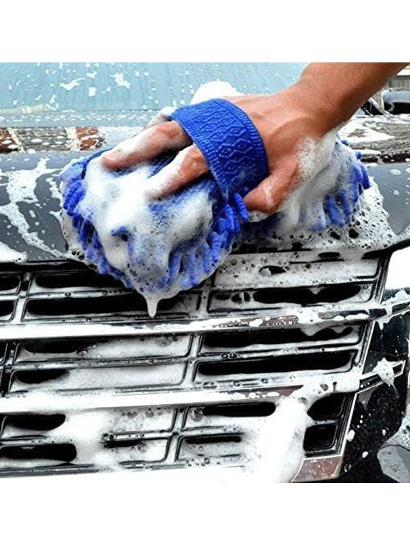 general Large chenille car cleaning block for car Cleaning sponge block Car cleaning sponge Coral fleece car washing sponge (blue) - Image 3