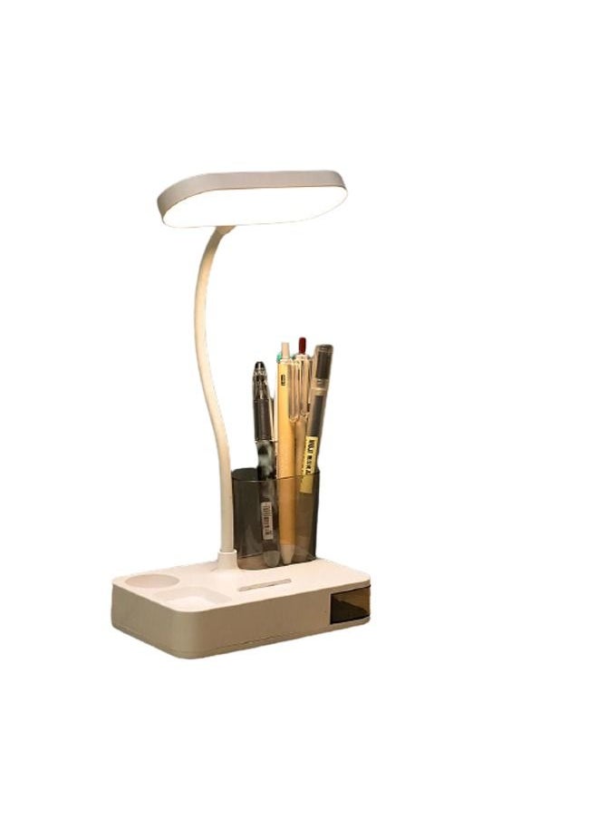 fashionhome Multifunctional Rechargeable LED Desk Lamp And Pen Holder White  - Image 1