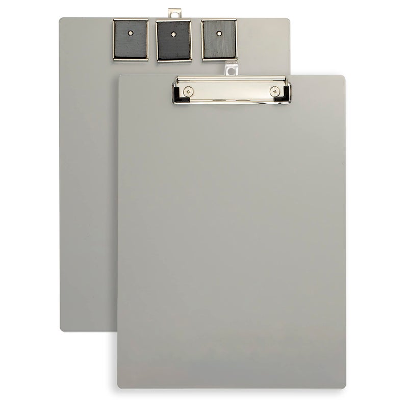 Officemate Aluminum Magnetic Clipboard with Low Profile Clip Silver 83217