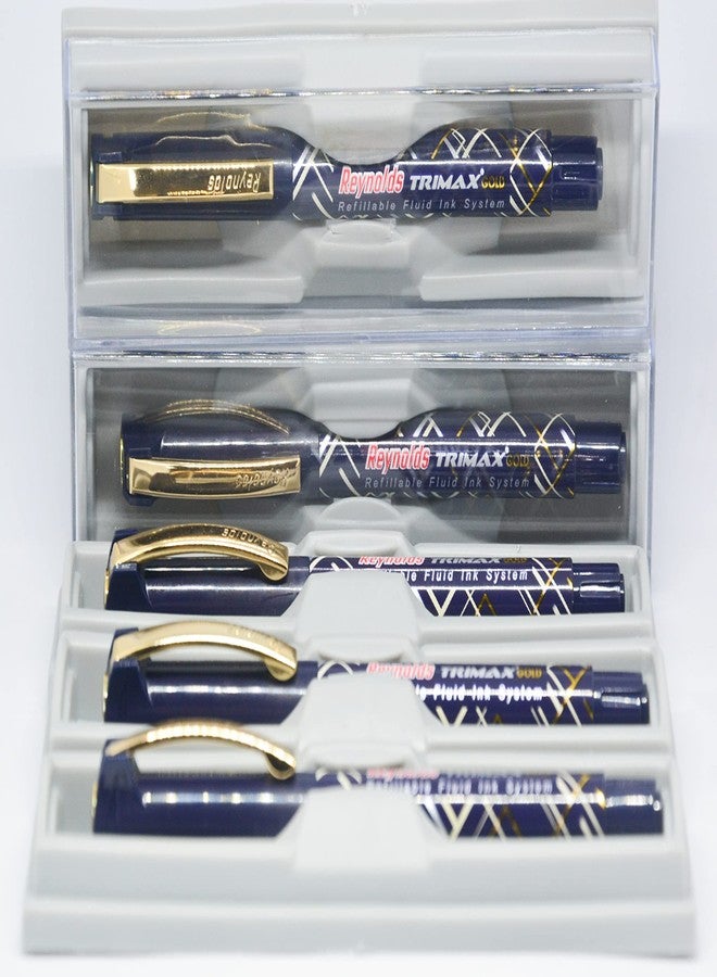Reynolds Trimax Gold 0.5mm Needle Point Liquid Gel Pens - Pack of 5 (Blue) - Image 3