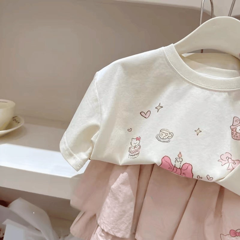 Korean Style Girls Cartoon Printed Cotton Short-Sleeved Children'S Sweet And Versatile Kindergarten T-Shirt Half-Sleeved - Image 5
