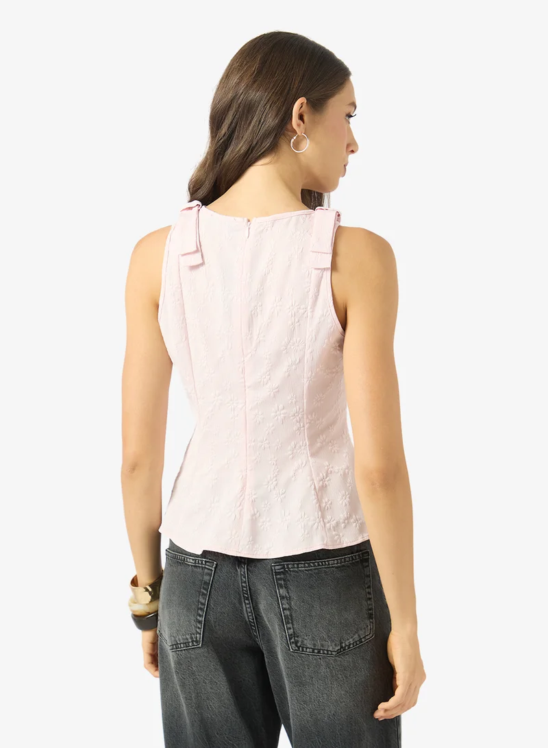 Ginger Openwork Broderie Peplum Top