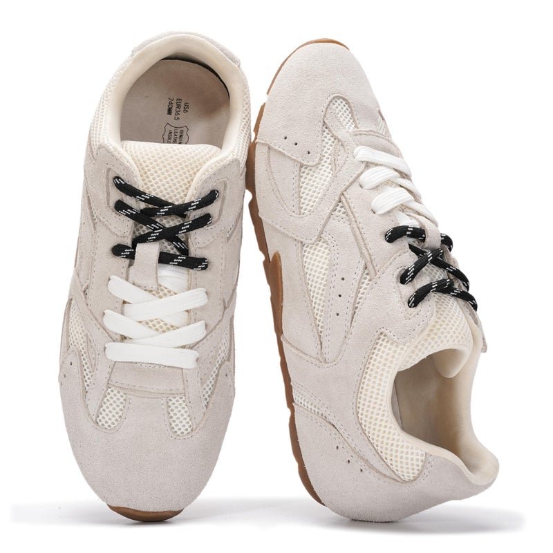 Project Cloud Leather Barefoot Shoes Women â€“ Memory Foam Lace-Up Womens Sneakers â€“ Lightweight & Non Slip Womens Shoes Casual â€“ All-Day Women's Fashion Sneakers for 2026 (Roma, WHTSUE, 7) - Image 1