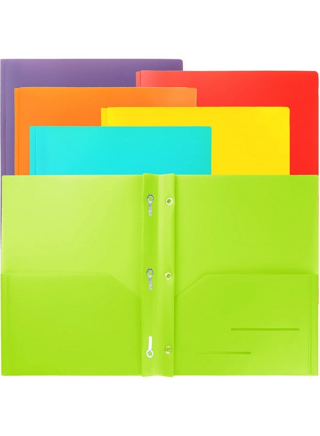 يانج إيفر 12 حزمة من المجلدات البلاستيكية الثقيلة ذات الجيبين مع 3 شوكات معدنية مثبتة من البلاستيك الثقيل 2 مجلد جيب في 6 ألوان - Image 1