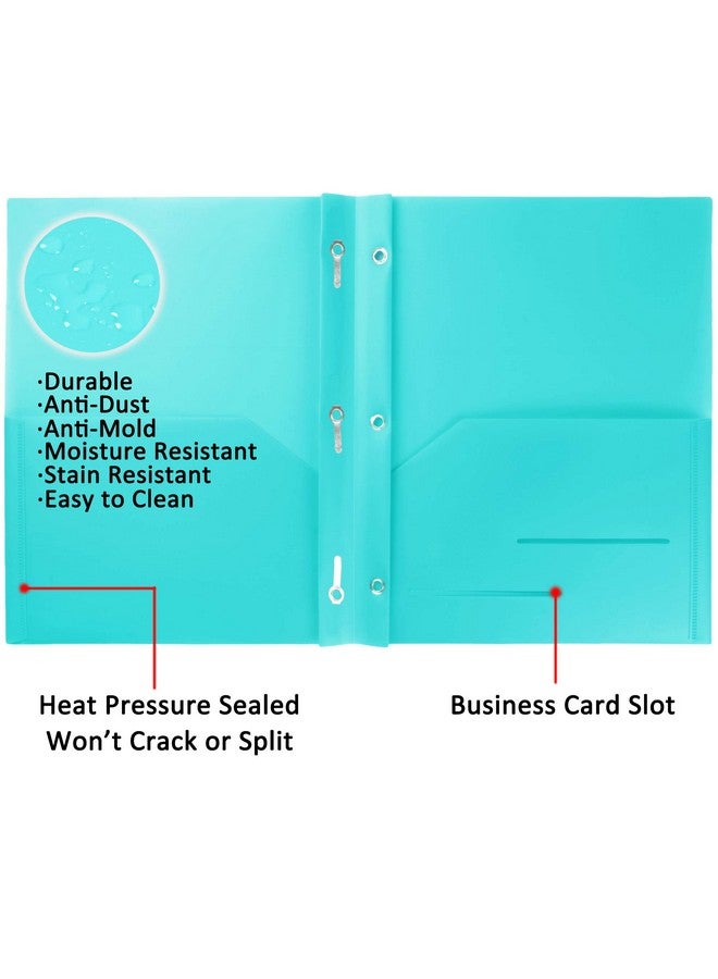 يانج إيفر 12 حزمة من المجلدات البلاستيكية الثقيلة ذات الجيبين مع 3 شوكات معدنية مثبتة من البلاستيك الثقيل 2 مجلد جيب في 6 ألوان - Image 2