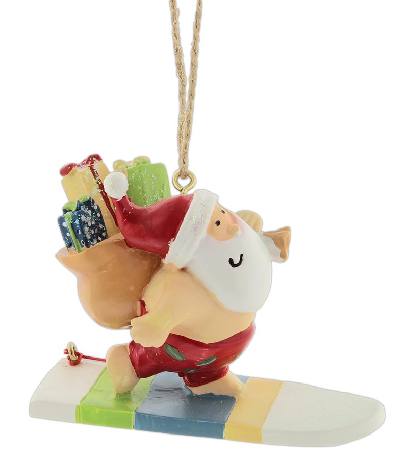 Cape Shore Santa Surfing Ocean Island Holiday Christmas Ornament Resin - Image 2