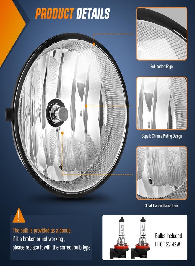 Nilight Fog Light Assembly Compatible with Toyota 2005 2006 2007 2008 2009 2010 2011 Tacoma 2007-2013 Tundra 2008-2017 Sequoia 2004-2006 Solara Replacement w/H10 42W Bulbs - Image 2