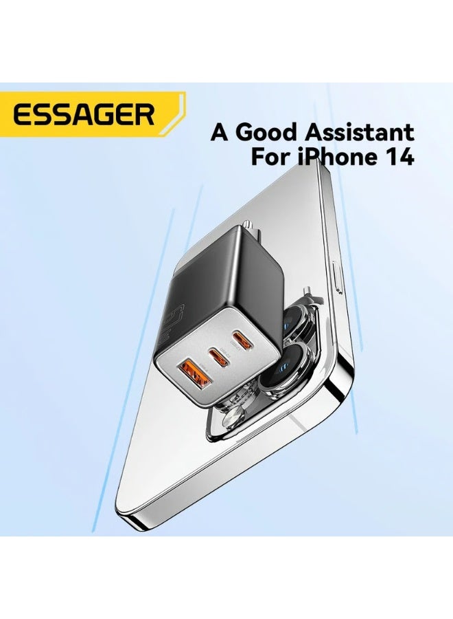 ESSAGER JT-G67TC2U1 67W GaN Fast Wall Charger with USB-C Power Delivery, PD 3.0 PPS QC4.0 Quick Charging Adapter, Compact Type-C Laptop Charger for MacBook, iPhone 15 14 13, Samsung Galaxy, Huawei, Tablets, Smartphones and USB-C Devices - Image 3