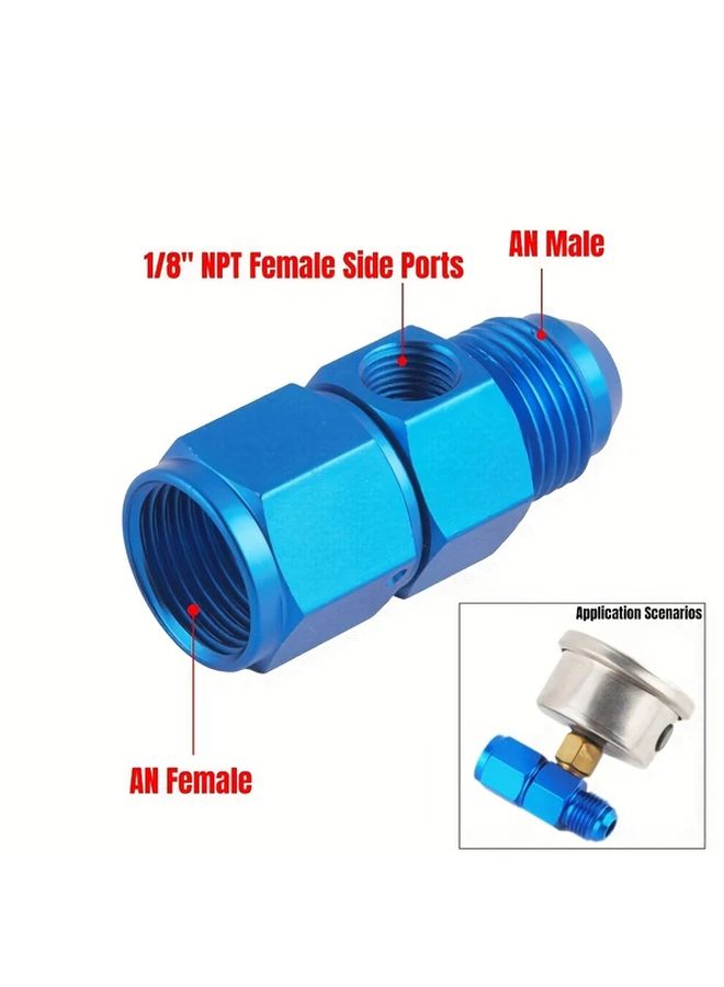 Blue AN8 Male to Female 1 8 NPT Gauge Sensor Port Adapter for Oil Fuel Hose and Pressure Gauge Connection 2 Pack - Image 4