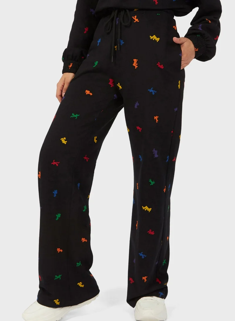 SP Characters Printed Flared Bottom Sweatpants