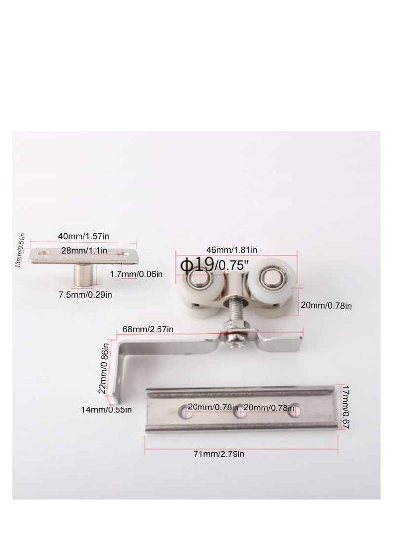Y&D Metal Sliding Track Closet, 2 Pcs Pocket Door Roller Wheel Set, Cabinet Pulley 4-Wheel  - Image 5