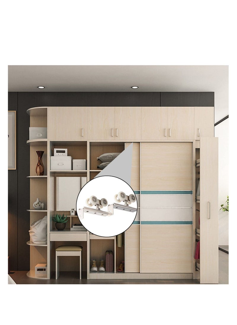 Y&D Metal Sliding Track Closet, 2 Pcs Pocket Door Roller Wheel Set, Cabinet Pulley 4-Wheel  - Image 3
