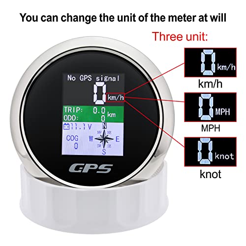 MAIMEIMI GPS Speedometer 3-3/8" 85mm Boat GPS Speedometer Odometer Waterproof Black Antenna TFT Screen Digital MPH Knots Km/h for Boat Marine 9-32V Car - Image 3