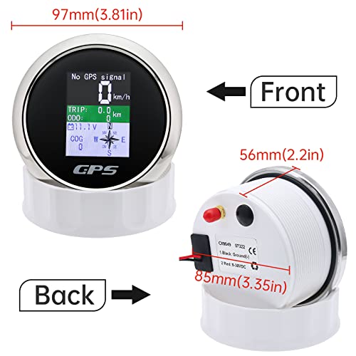 MAIMEIMI GPS Speedometer 3-3/8" 85mm Boat GPS Speedometer Odometer Waterproof Black Antenna TFT Screen Digital MPH Knots Km/h for Boat Marine 9-32V Car - Image 4