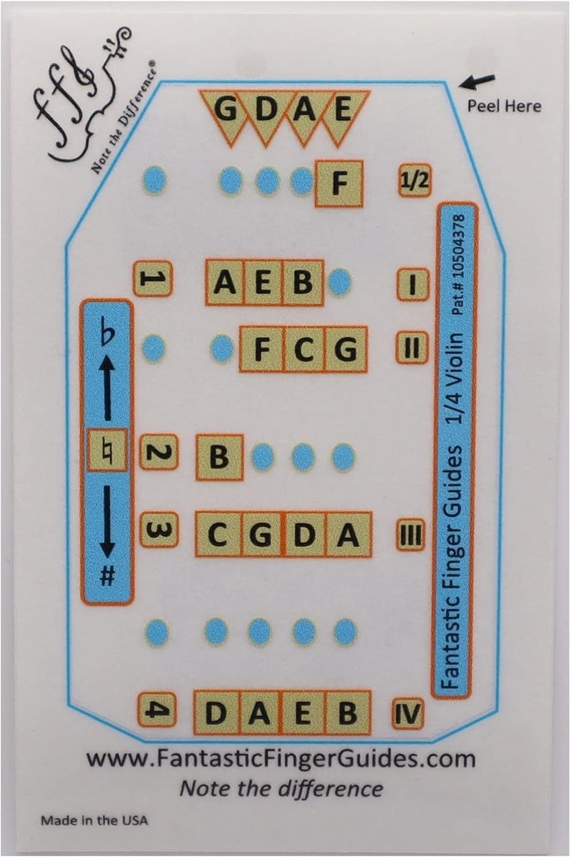 FFG NOTE THE DIFFERENCE Fantastic Finger Guide for Violins Kids/Adult Beginner | Stringed Musical Instruments | Fingerboard and Fretboard Stickers for Learning All Notes | Play or Fiddle (1/4) - Image 2