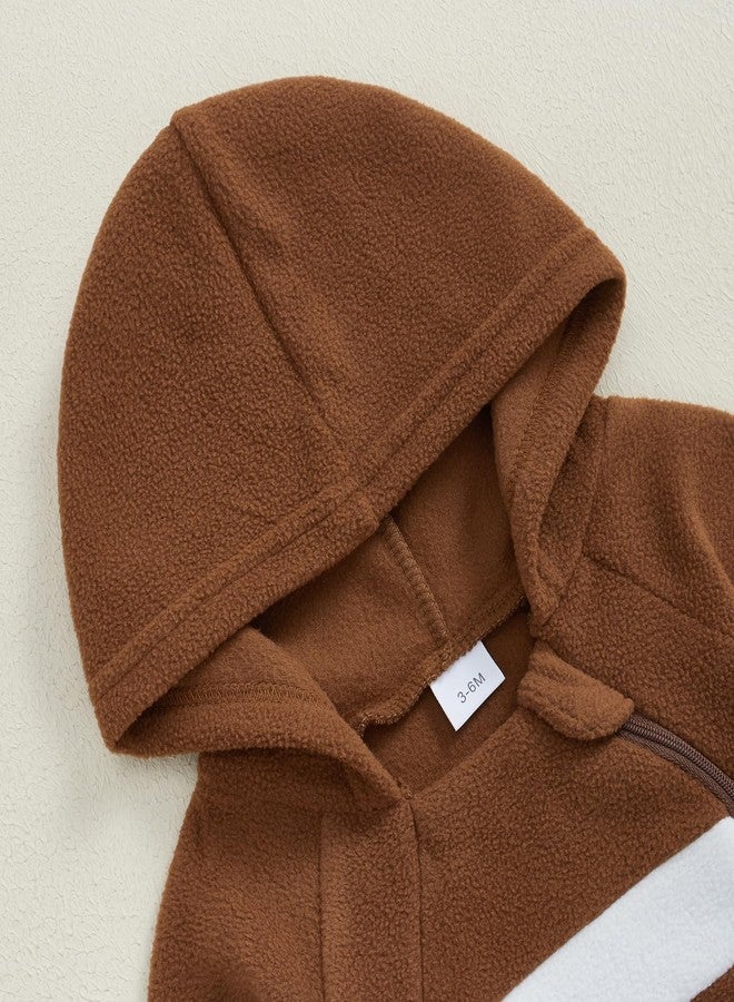 Socutebabe Newborn Baby Football Outfit Football Long Sleeve Romper Jumpsuit One Piece Hooded Bodysuit Fall Clothes 0-18M (Brown, 0-3 Months) - Image 4