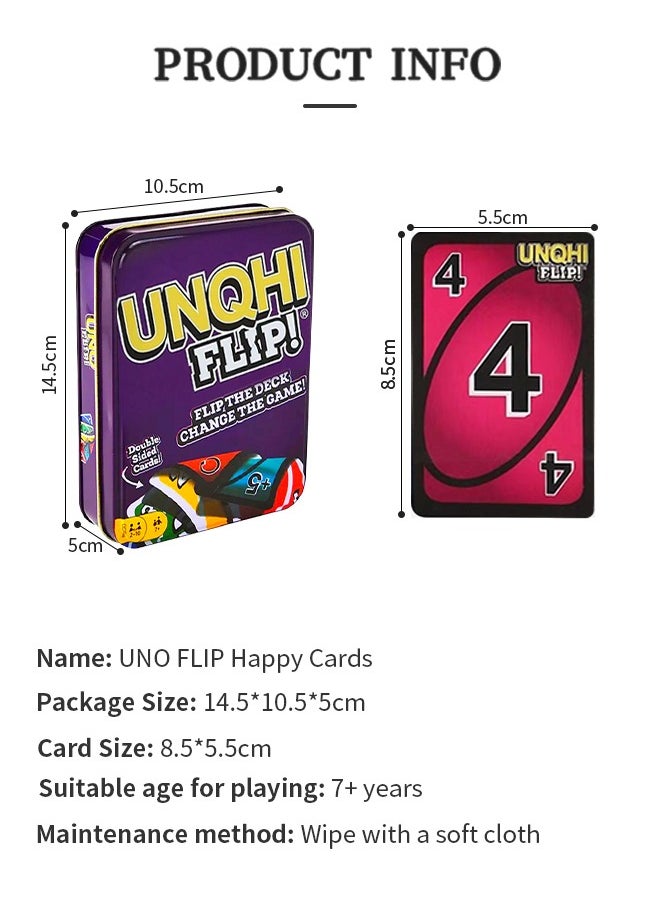 لعبة بطاقات مبتكرة UNO Flip، لعبة لوحية تفاعلية، ألعاب متعددة اللاعبين قابلة للتقليب على الوجهين مع جوانب مظلمة وخفيفة، مثالية للتجمعات العائلية والتحديات الجماعية