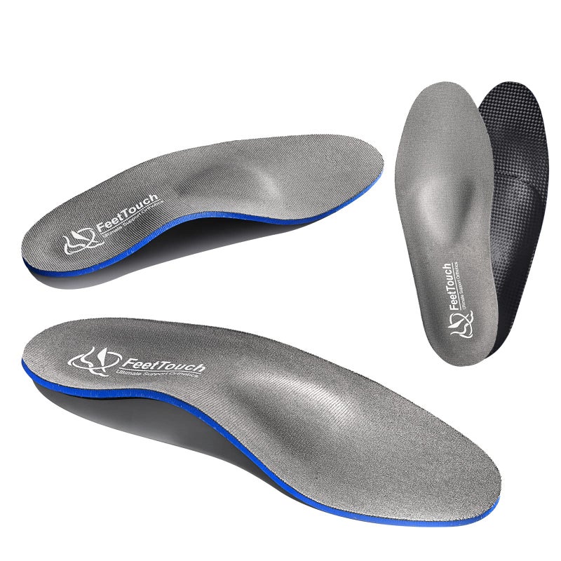 FeetTouch Strong Arch Support Orthotics for Metatarsalgia Morton's Neuroma,Ball of Foot Pain Relief Inserts Plantar Fasciitis Flat Feet with Poron Heel Cushion Grey - Image 1