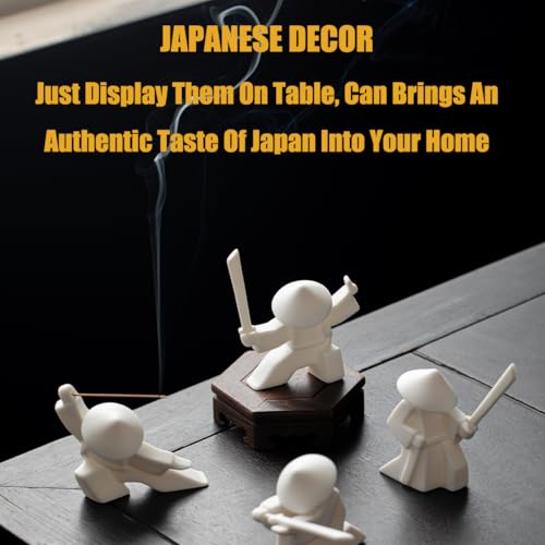 LYART Tea Pet Warrior Statue Figurine Tea Ornament Accessories Cute Kung Fu Tea Ceramic Sculpture Decoration Gift for Tearoom Home Office Children's Day Gift for Tea Lover (White a+b+c) - Image 2