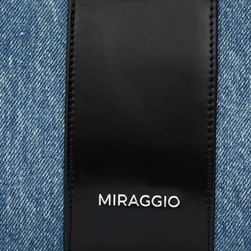 Miraggio Bella Denim Shoulder Bag with Adjustable & Detachable Sling/Crossbody Strap for Women (Denim & Black) - Image 5